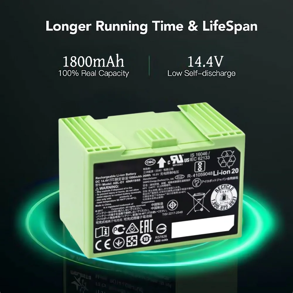 4S Lipo Battery 14.8V 6000Mah - Untuk IRobot Roomba I7 Baterai Isi
