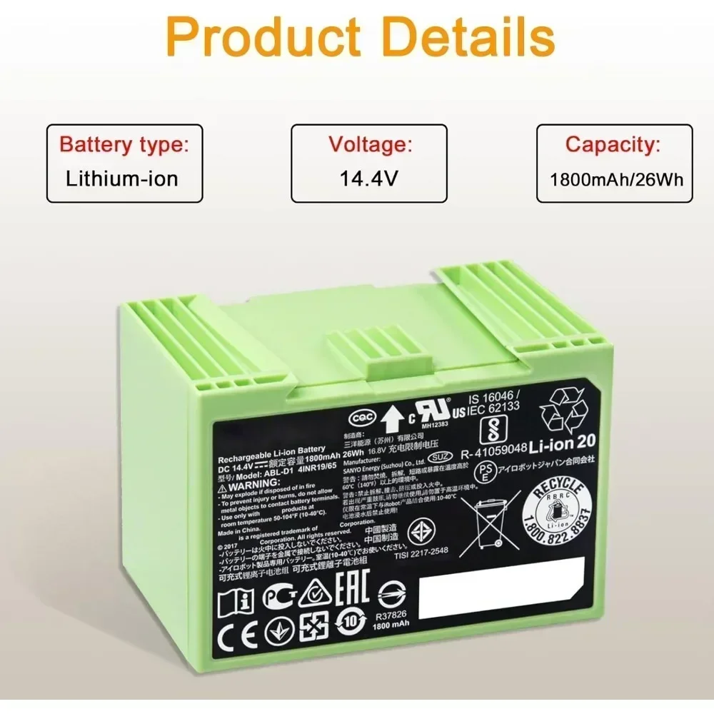 Untuk IRobot Roomba I7 Baterai - 4S Lipo Battery 14.8V 6000Mah ulasan dan harga